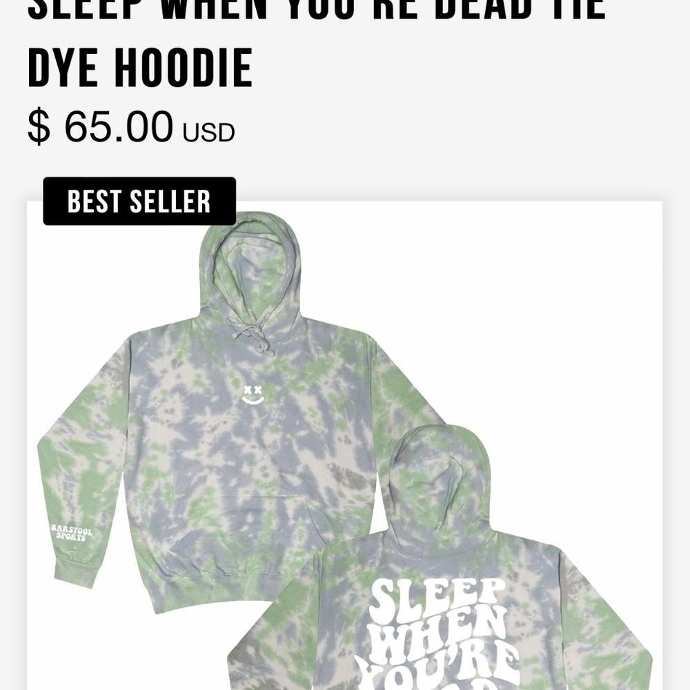 Barstool Sports Sleep Tie Dye Sweatshirt XL